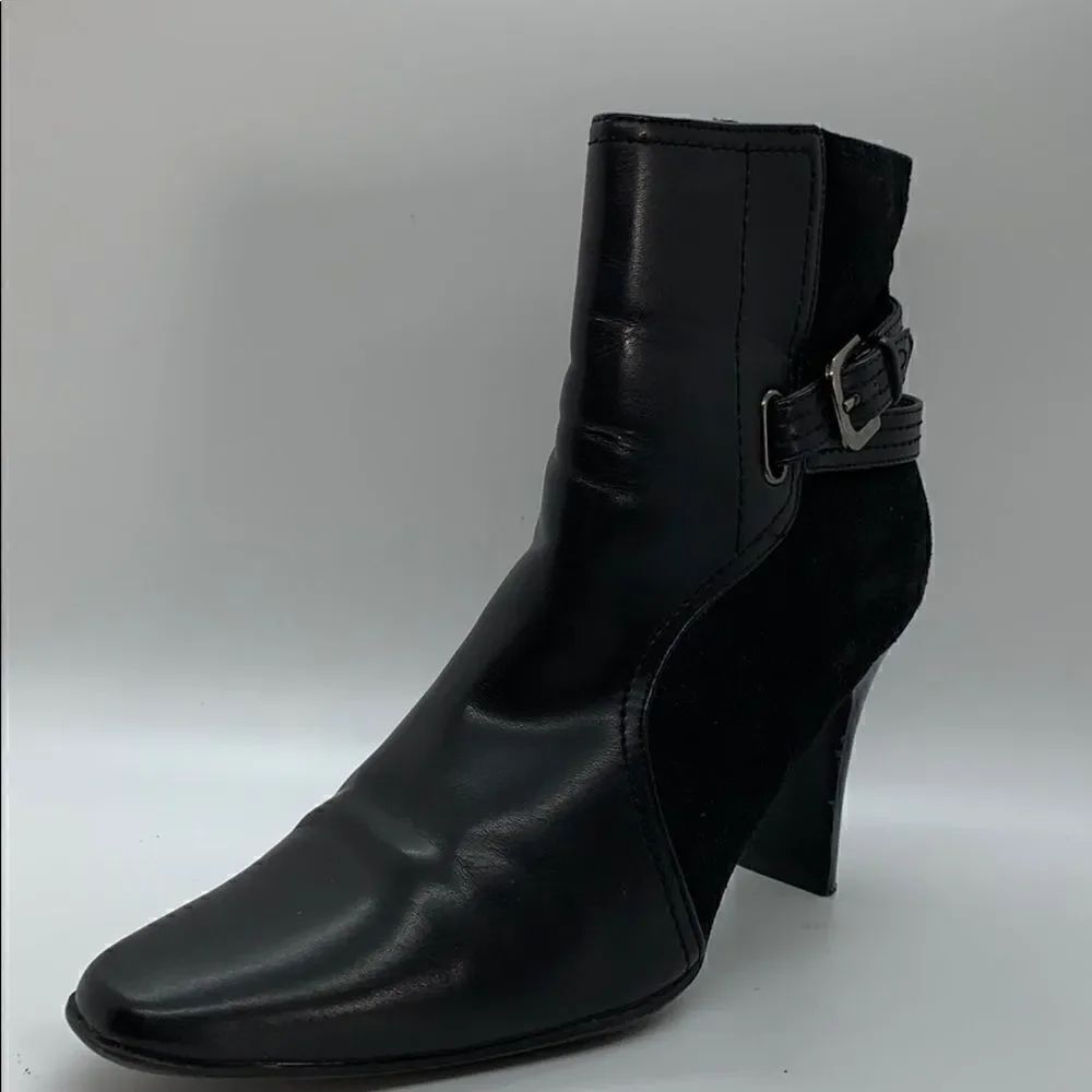 White mountain vegan leather & fabric ankle boots